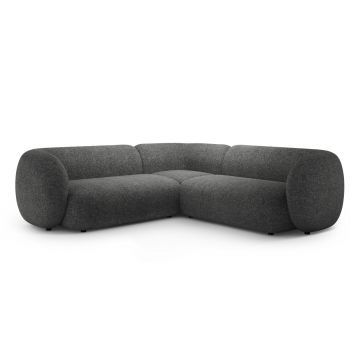 Coltar simetric 5 locuri, Kate, Micadoni, 252x252x76 cm, tesatura structurata, gri inchis melanj