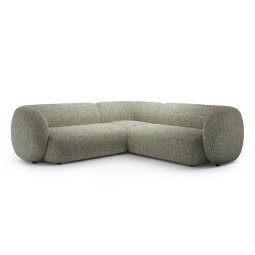Coltar simetric 5 locuri, Kate, Micadoni, 252x252x76 cm, tesatura structurata, verde muschi melanj