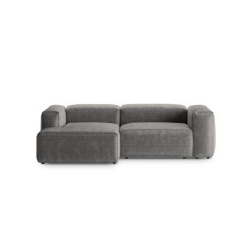Coltar stanga 2 locuri, Bergamo, Cosmopolitan Design, 244x152x70 cm, catifea chenille raiata, gri deschis