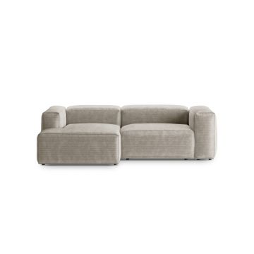 Coltar stanga 2 locuri, Bergamo, Cosmopolitan Design, 244x152x70 cm, catifea chenille raiata, ivoriu