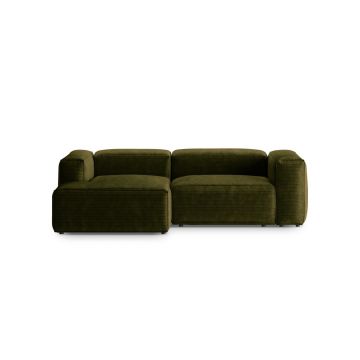 Coltar stanga 2 locuri, Bergamo, Cosmopolitan Design, 244x152x70 cm, catifea chenille raiata, verde