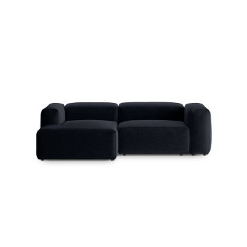 Coltar stanga 2 locuri, Bergamo, Cosmopolitan Design, 244x152x70 cm, tesatura structurata, albastru navy