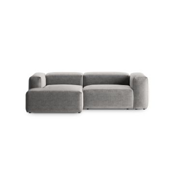 Coltar stanga 2 locuri, Bergamo, Cosmopolitan Design, 244x152x70 cm, tesatura structurata, gri deschis