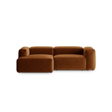 Coltar stanga 2 locuri, Bergamo, Cosmopolitan Design, 244x152x70 cm, tesatura structurata, gri maro