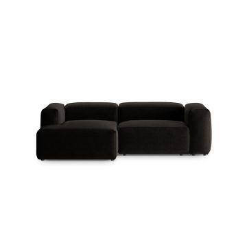 Coltar stanga 2 locuri, Bergamo, Cosmopolitan Design, 244x152x70 cm, tesatura structurata, negru