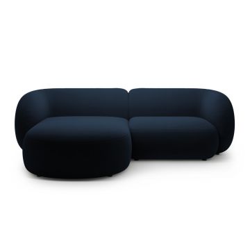 Coltar stanga 2 locuri, Kate, Micadoni, 255x176x76 cm, catifea, albastru regal