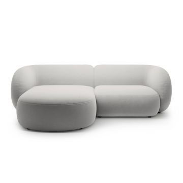 Coltar stanga 2 locuri, Kate, Micadoni, 255x176x76 cm, catifea, gri deschis