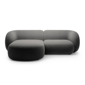 Coltar stanga 2 locuri, Kate, Micadoni, 255x176x76 cm, catifea, gri inchis