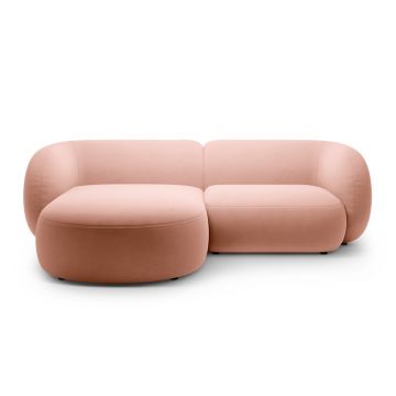 Coltar stanga 2 locuri, Kate, Micadoni, 255x176x76 cm, catifea, roz