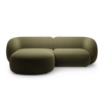 Coltar stanga 2 locuri, Kate, Micadoni, 255x176x76 cm, catifea, verde