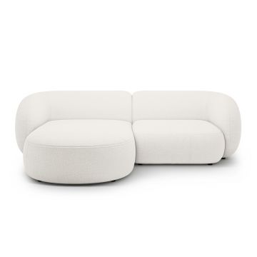 Coltar stanga 2 locuri, Kate, Micadoni, 255x176x76 cm, tesatura boucle, alb