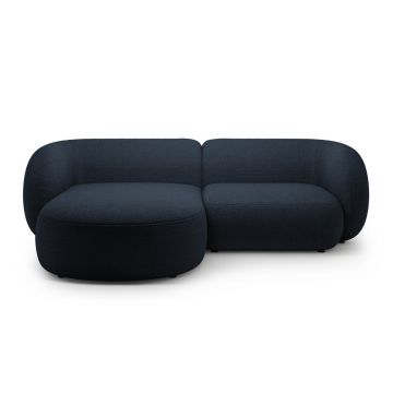Coltar stanga 2 locuri, Kate, Micadoni, 255x176x76 cm, tesatura boucle, albastru inchis