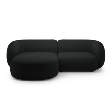 Coltar stanga 2 locuri, Kate, Micadoni, 255x176x76 cm, tesatura boucle, negru