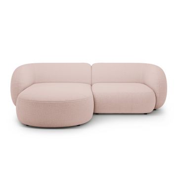 Coltar stanga 2 locuri, Kate, Micadoni, 255x176x76 cm, tesatura boucle, roz pudra