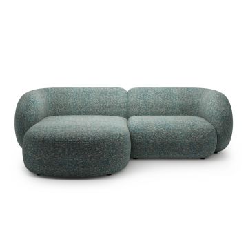 Coltar stanga 2 locuri, Kate, Micadoni, 255x176x76 cm, tesatura structurata, albastru melanj