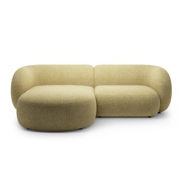 Coltar stanga 2 locuri, Kate, Micadoni, 255x176x76 cm, tesatura structurata, galben melanj