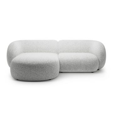 Coltar stanga 2 locuri, Kate, Micadoni, 255x176x76 cm, tesatura structurata, gri deschis melanj