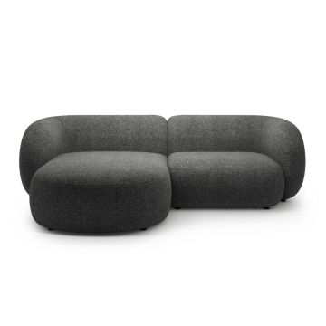 Coltar stanga 2 locuri, Kate, Micadoni, 255x176x76 cm, tesatura structurata, gri inchis melanj