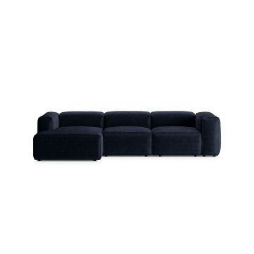 Coltar stanga 3 locuri, Bergamo, Cosmopolitan Design, 304x152x70 cm, catifea chenille raiata, albastru navy