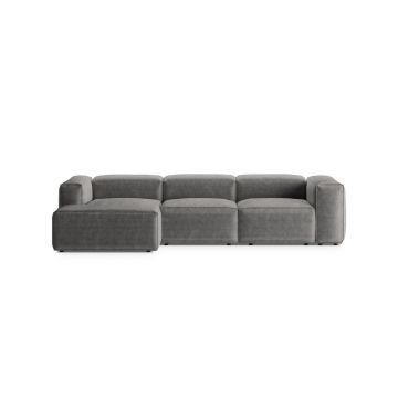 Coltar stanga 3 locuri, Bergamo, Cosmopolitan Design, 304x152x70 cm, catifea chenille raiata, gri deschis