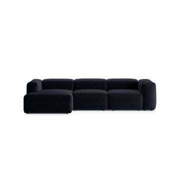 Coltar stanga 3 locuri, Bergamo, Cosmopolitan Design, 304x152x70 cm, tesatura structurata, albastru navy