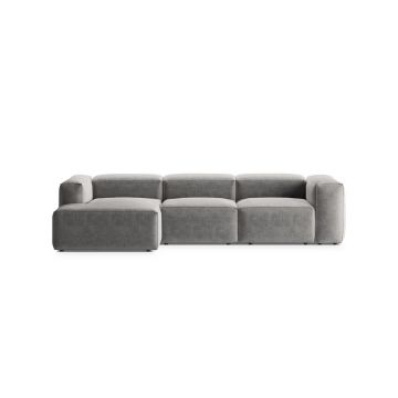 Coltar stanga 3 locuri, Bergamo, Cosmopolitan Design, 304x152x70 cm, tesatura structurata, gri deschis