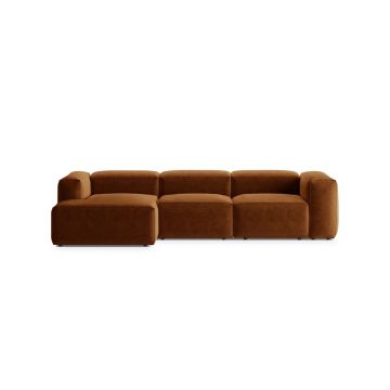Coltar stanga 3 locuri, Bergamo, Cosmopolitan Design, 304x152x70 cm, tesatura structurata, gri maro