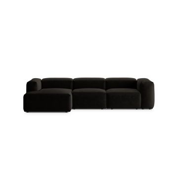 Coltar stanga 3 locuri, Bergamo, Cosmopolitan Design, 304x152x70 cm, tesatura structurata, negru