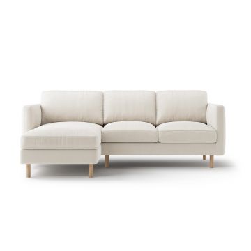 Coltar stanga 3 locuri, Eden, Micadoni, 223x150x90 cm, catifea, bej