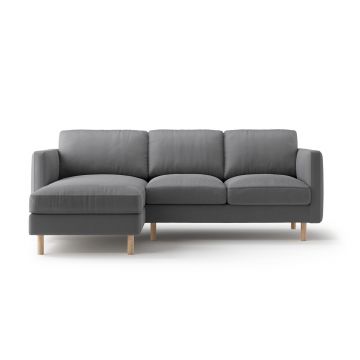 Coltar stanga 3 locuri, Eden, Micadoni, 223x150x90 cm, catifea, gri