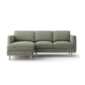 Coltar stanga 3 locuri, Eden, Micadoni, 223x150x90 cm, tesatura structurata, verde muschi melanj