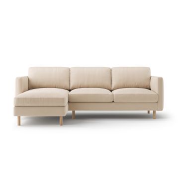 Coltar stanga 3 locuri, Eden, Micadoni, 250x150x90 cm, catifea, bej nude