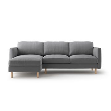 Coltar stanga 3 locuri, Eden, Micadoni, 250x150x90 cm, catifea, gri