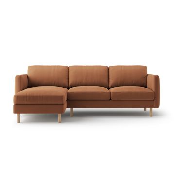 Coltar stanga 3 locuri, Eden, Micadoni, 250x150x90 cm, catifea, miere