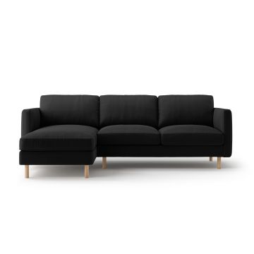Coltar stanga 3 locuri, Eden, Micadoni, 250x150x90 cm, catifea, negru