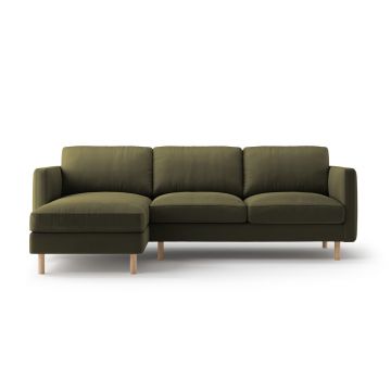 Coltar stanga 3 locuri, Eden, Micadoni, 250x150x90 cm, catifea, verde muschi melanj
