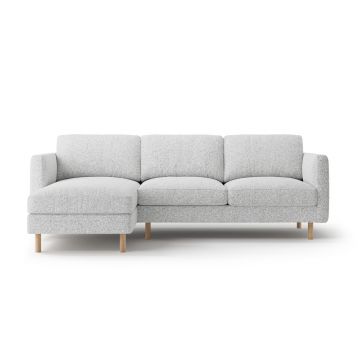 Coltar stanga 3 locuri, Eden, Micadoni, 250x150x90 cm, tesatura structurata, gri deschis melanj