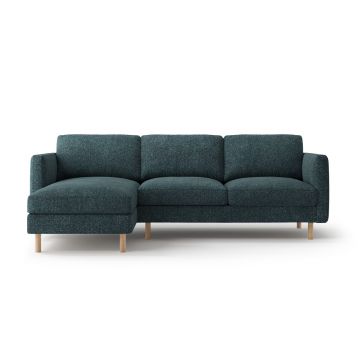 Coltar stanga 3 locuri, Eden, Micadoni, 250x150x90 cm, tesatura structurata, verde albastrui melanj