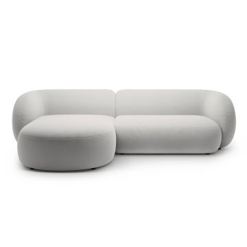 Coltar stanga 3 locuri, Kate, Micadoni, 285x176x76 cm, catifea, gri deschis