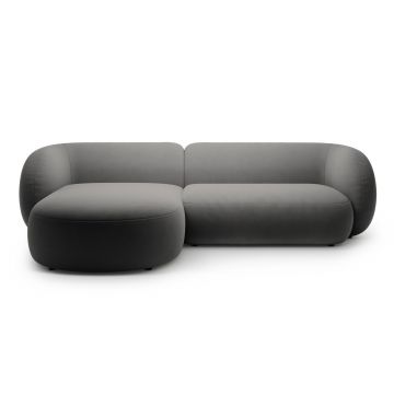 Coltar stanga 3 locuri, Kate, Micadoni, 285x176x76 cm, catifea, gri inchis