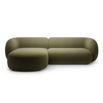 Coltar stanga 3 locuri, Kate, Micadoni, 285x176x76 cm, catifea, verde