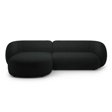 Coltar stanga 3 locuri, Kate, Micadoni, 285x176x76 cm, tesatura boucle, negru