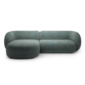 Coltar stanga 3 locuri, Kate, Micadoni, 285x176x76 cm, tesatura structurata, albastru melanj