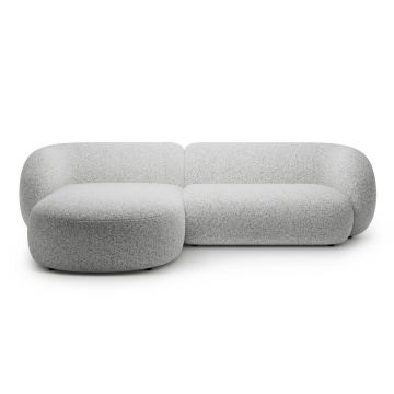 Coltar stanga 3 locuri, Kate, Micadoni, 285x176x76 cm, tesatura structurata, gri deschis melanj