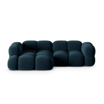 Coltar stanga 3 locuri, Loretto, Cosmopolitan Design, 250x147x68 cm, catifea, albastru petrol inchis