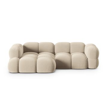 Coltar stanga 3 locuri, Loretto, Cosmopolitan Design, 250x147x68 cm, catifea, bej deschis