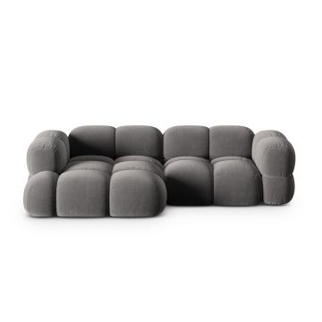 Coltar stanga 3 locuri, Loretto, Cosmopolitan Design, 250x147x68 cm, catifea, gri