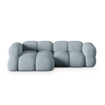Coltar stanga 3 locuri, Loretto, Cosmopolitan Design, 250x147x68 cm, tesatura structurata, albastru pastel
