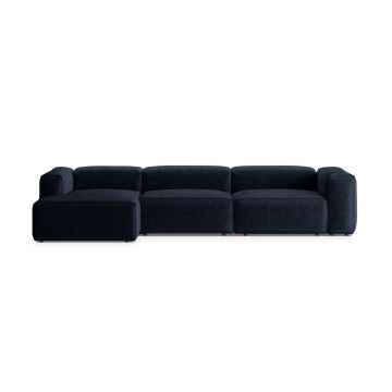 Coltar stanga 4 locuri, Bergamo, Cosmopolitan Design, 344x152x70 cm, catifea chenille raiata, albastru navy