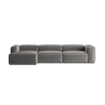Coltar stanga 4 locuri, Bergamo, Cosmopolitan Design, 344x152x70 cm, catifea chenille raiata, gri deschis